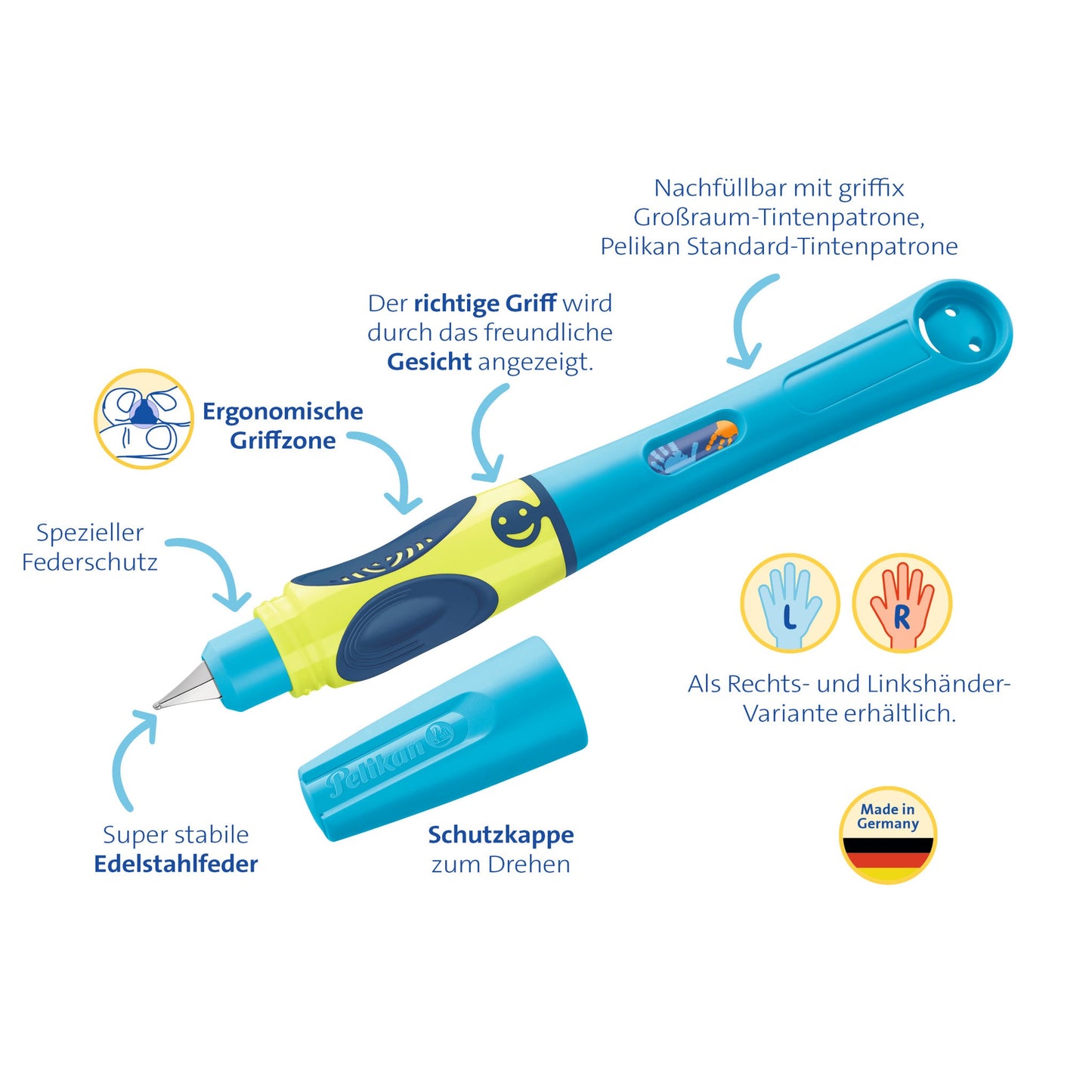 Füllhalter griffix® P2BS Bluesea mit Laser-Gravur