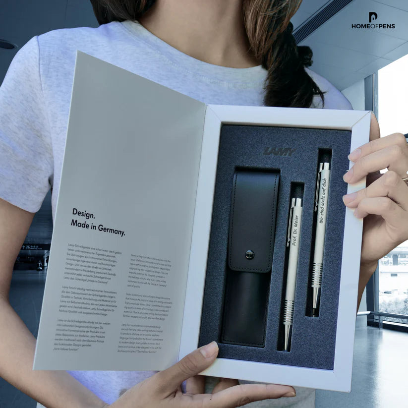 LAMY logo brushed Geschenkset 206/106 – Kugelschreiber & Bleistift inklusive Lasergravur